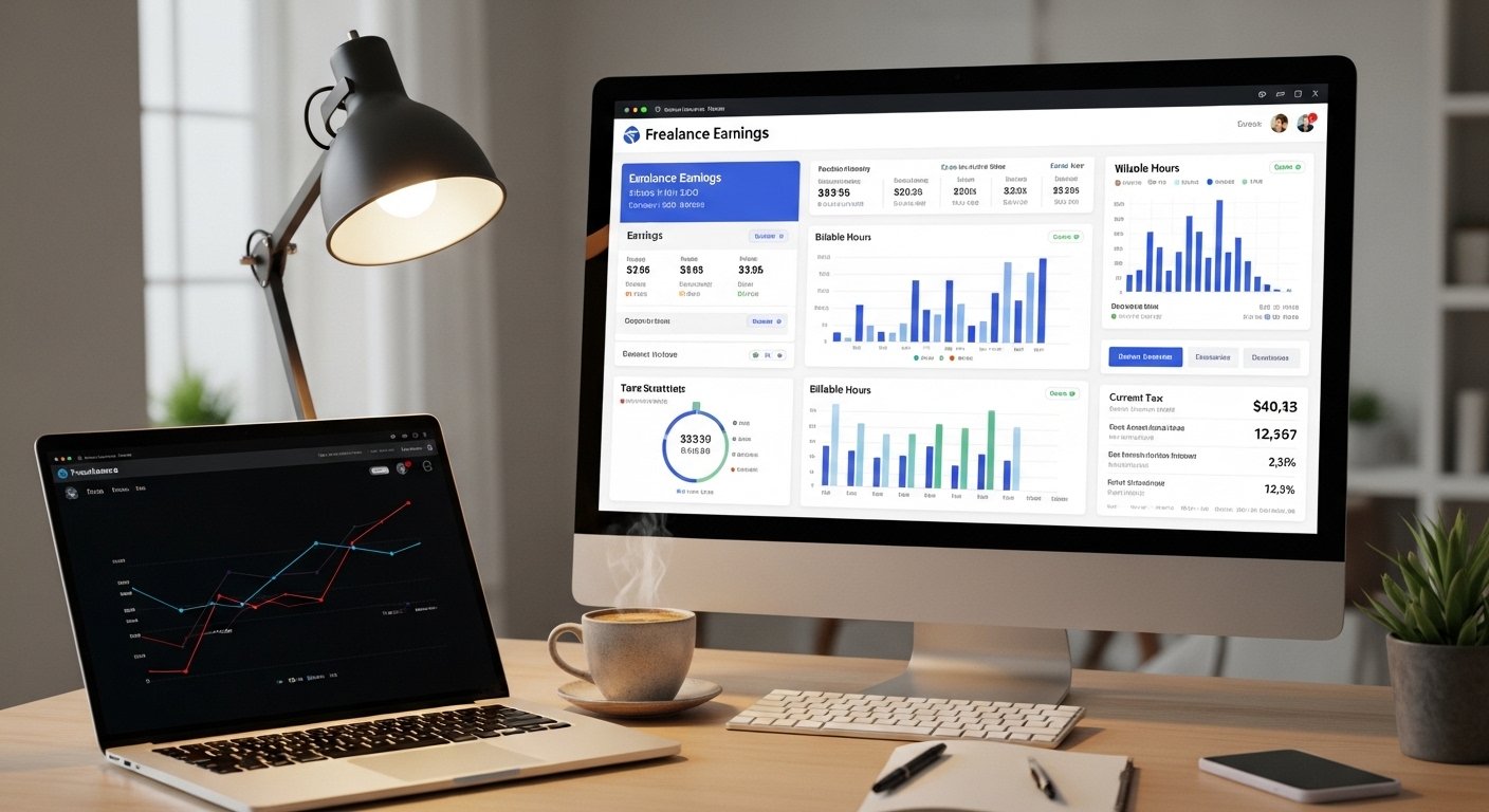 Freelancer analyzing earnings with Billable Hours Calculator